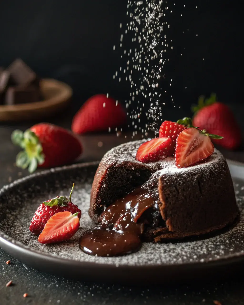 close up dessert chocolate lava cake