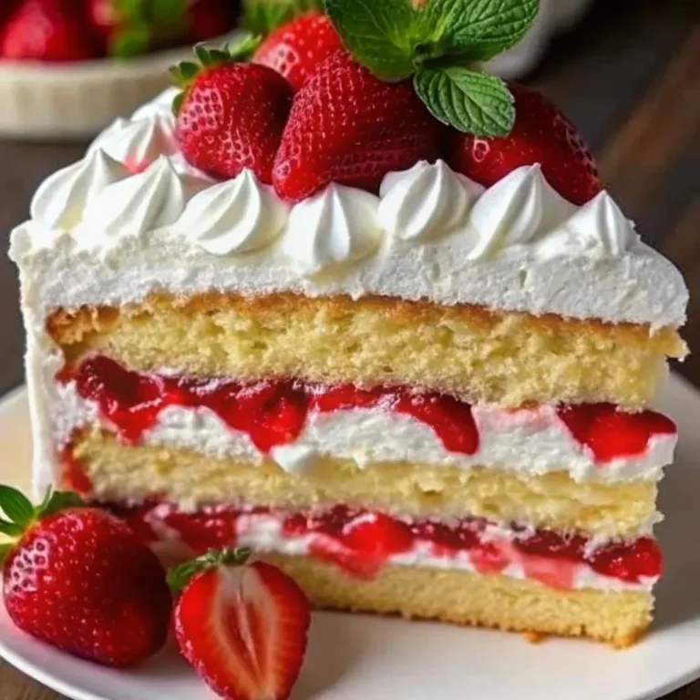 Moist strawberry shortcake cake with whipped cream frosting