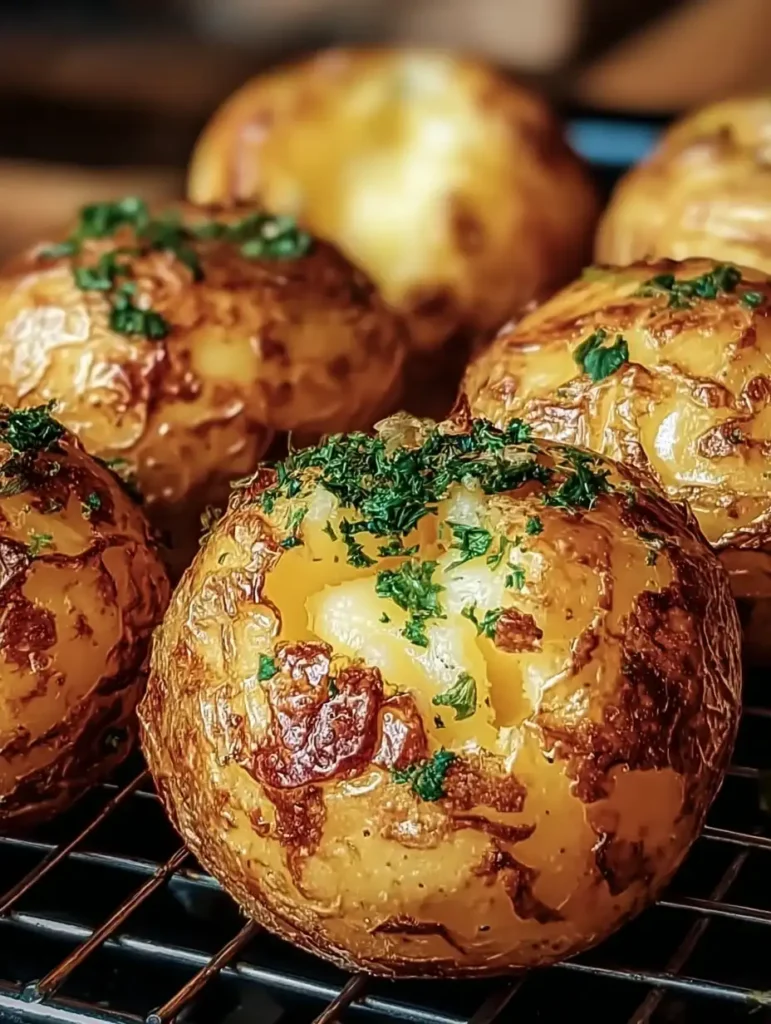 Crispy Potato & Cheese Bombs with Garlic Butter