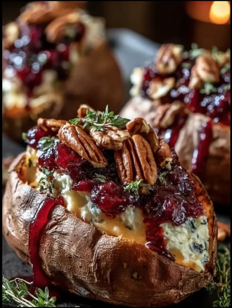 Maple Pecan Brie Stuffed Sweet Potatoes (Sweet & Savory Holiday Side)