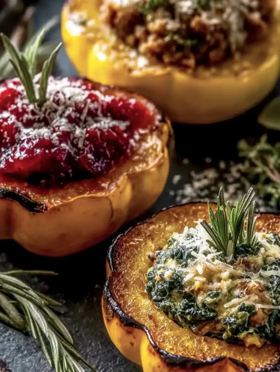 Stuffed Acorn Squash Rings (3 Ways for a Cozy Fall Feast) 2 card Stuffed Acorn Squash Rings