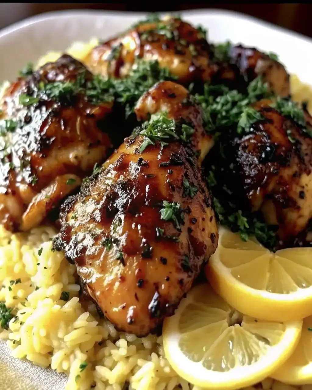 Crispy Lemon Pepper Chicken Thighs with Buttery Rice 2 card lemon pepper baked chicken thighs with butter ricet