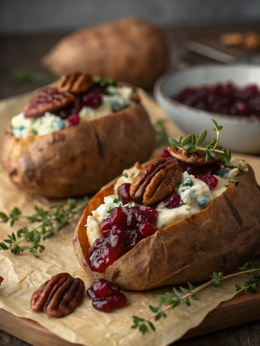 Maple Pecan Brie Stuffed Sweet Potatoes (Sweet & Savory Holiday Side) 2 carte Maple Pecan Brie Stuffed Sweet Potatoes