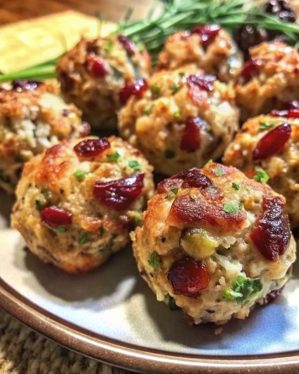 Cranberry Turkey Stuffing Balls (with Mushroom “Blend”) 1 cranberry turkey stuffing balls