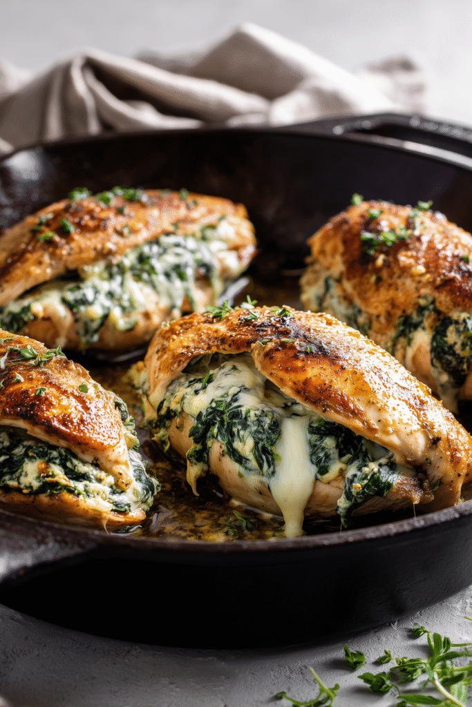 Ayala Stuffed chicken breasts searing in a cast iron skillet ch e6a85ace b90d 459d a464 ee44ff8a3aa1
