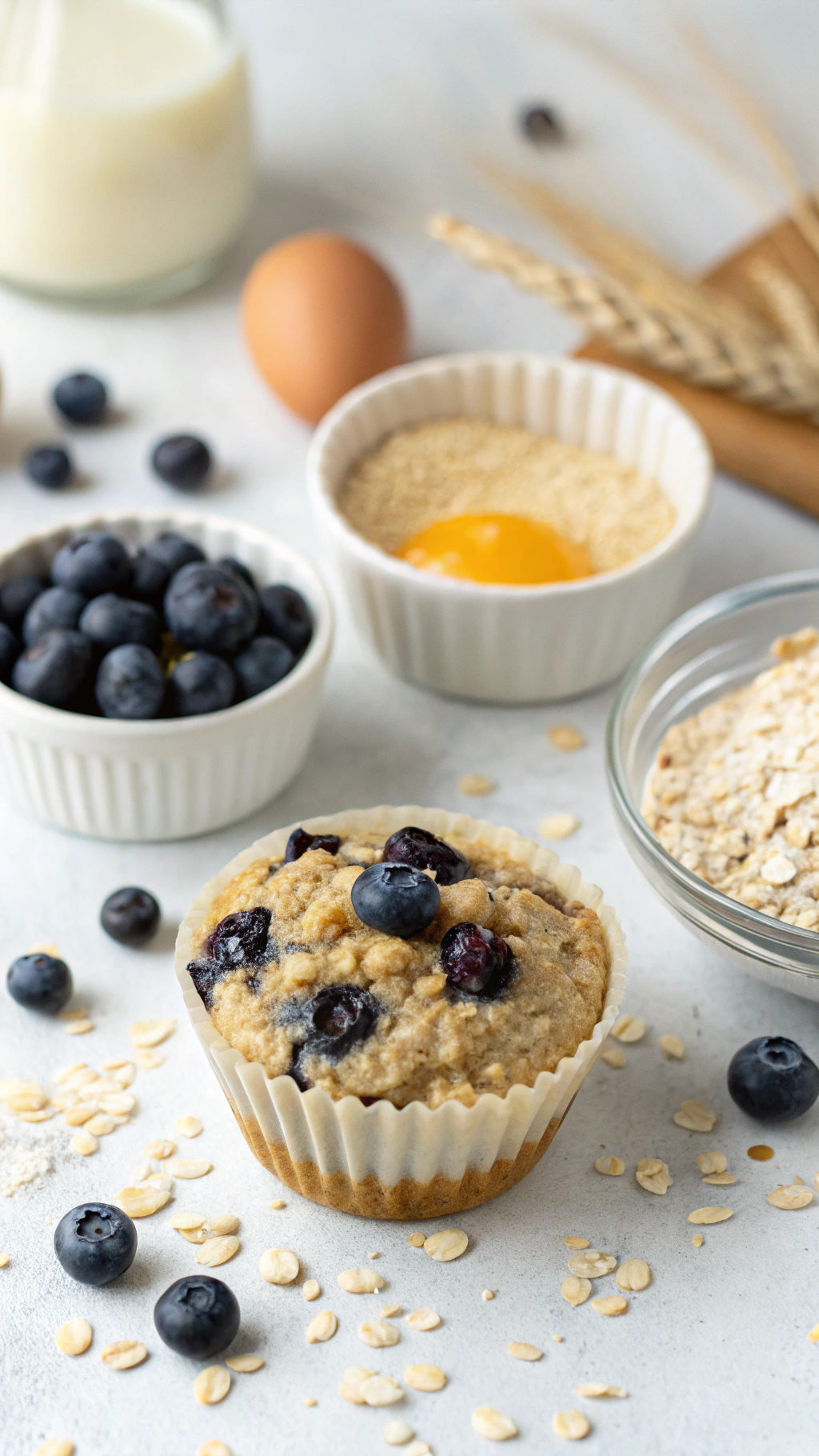 Blueberry Oatmeal Muffins ingredients preparation