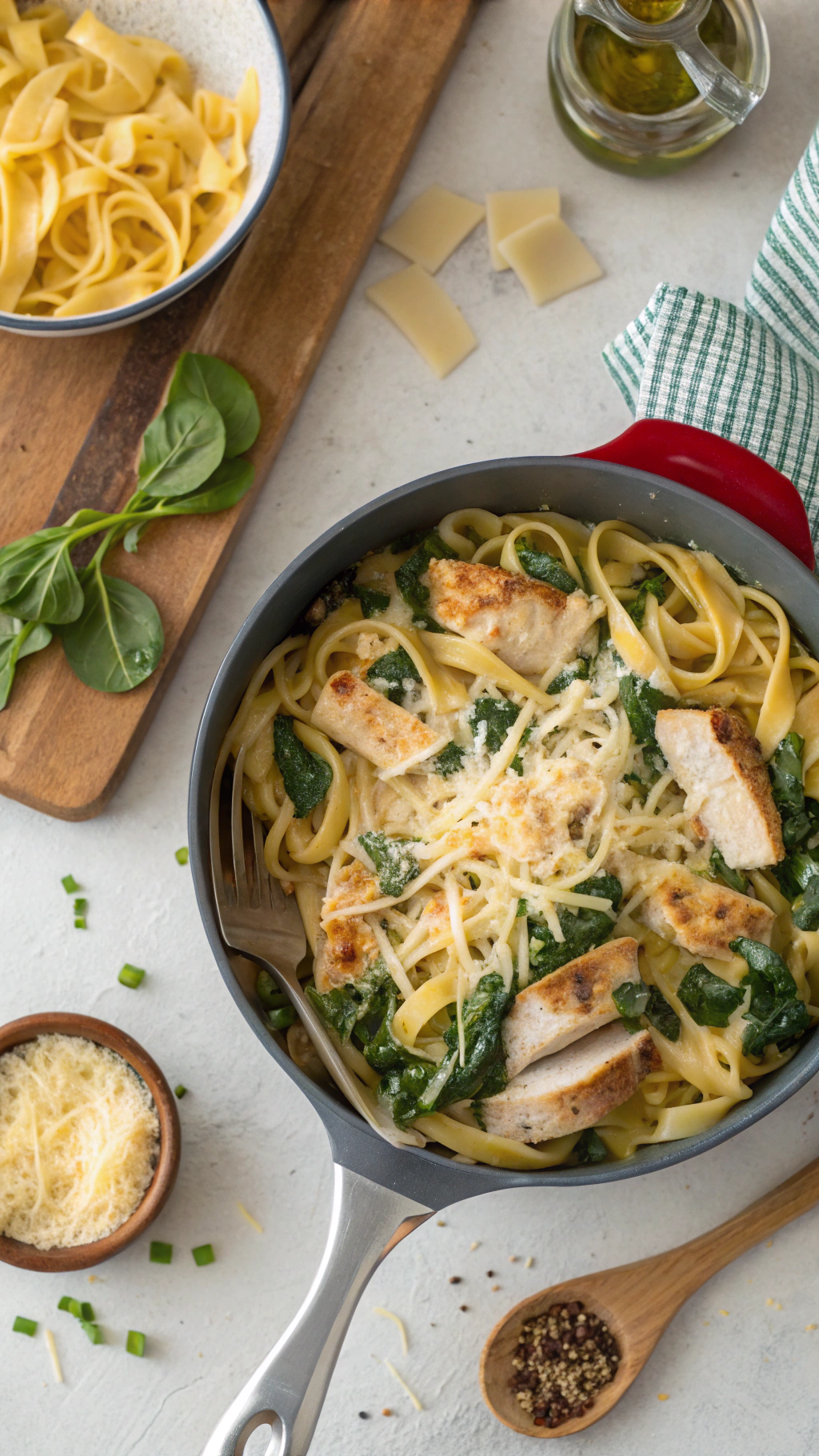 Best Cheesy Chicken Spinach Pasta 3 Cheesy Chicken Spinach Pasta cooking process step