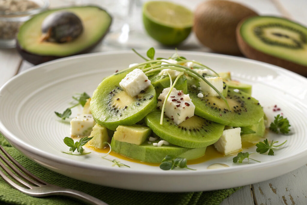 Kiwi Avocado Feta Salad featured dish plated