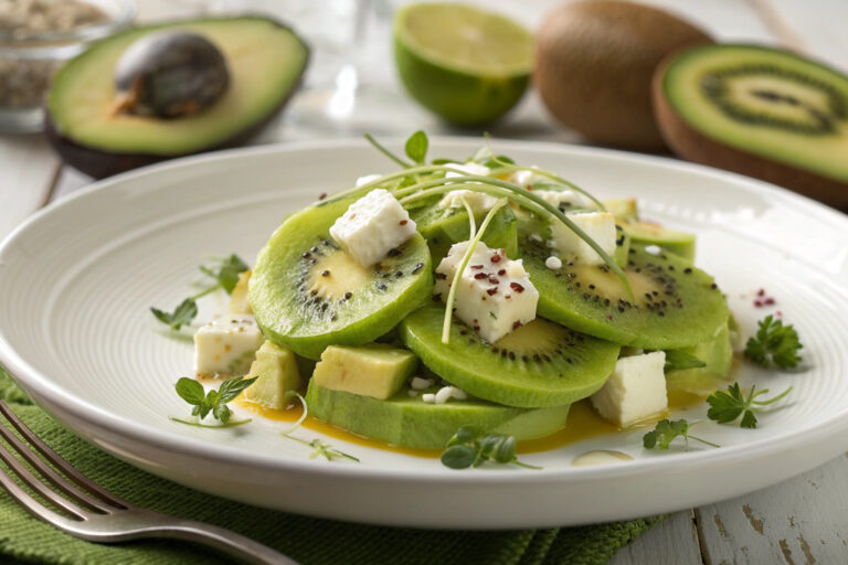Kiwi Avocado Feta Salad featured dish plated