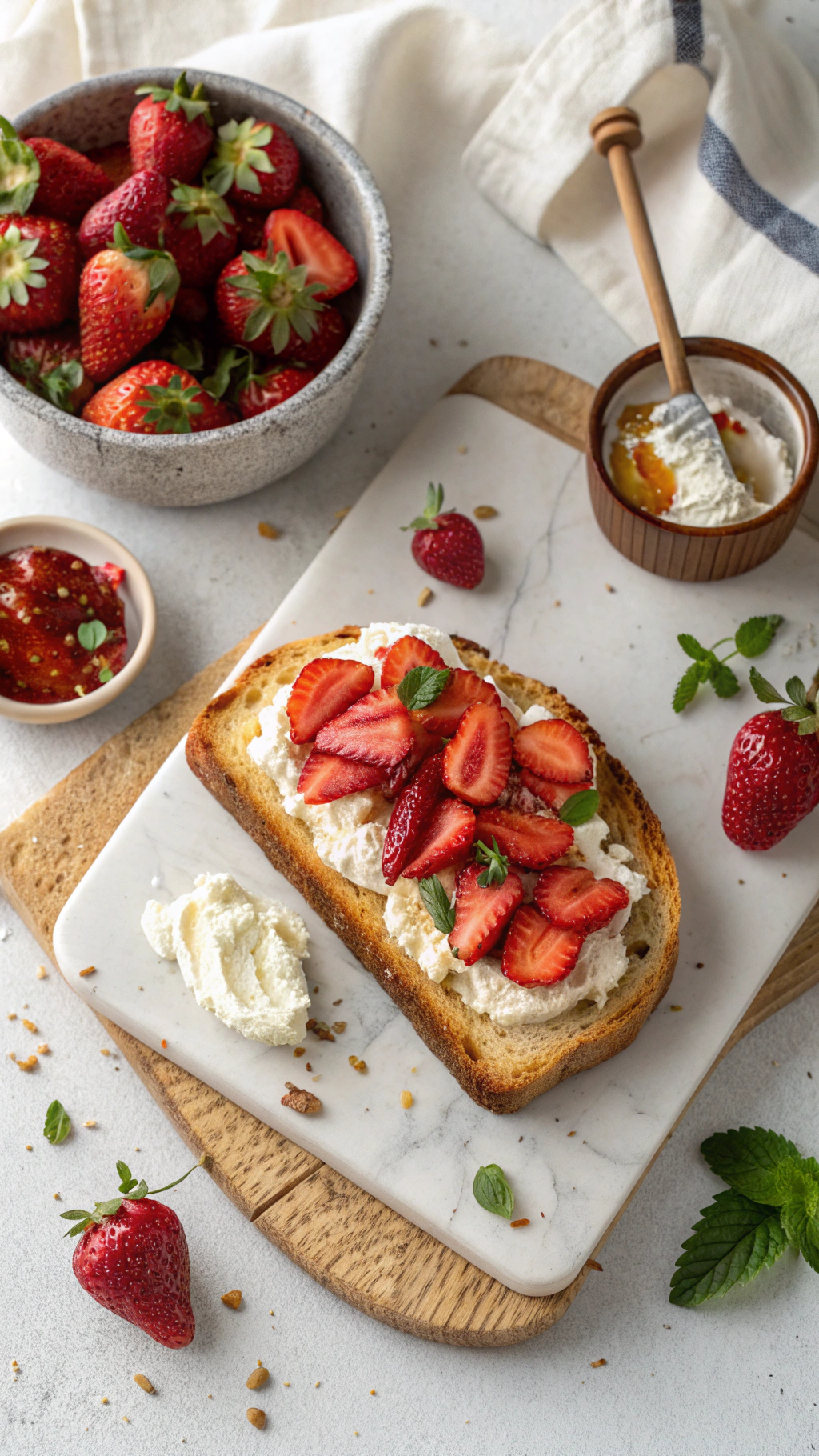 Best Roasted Strawberry Whipped Ricotta Toast 3 Roasted Strawberry Whipped Ricotta Toast cooking process step