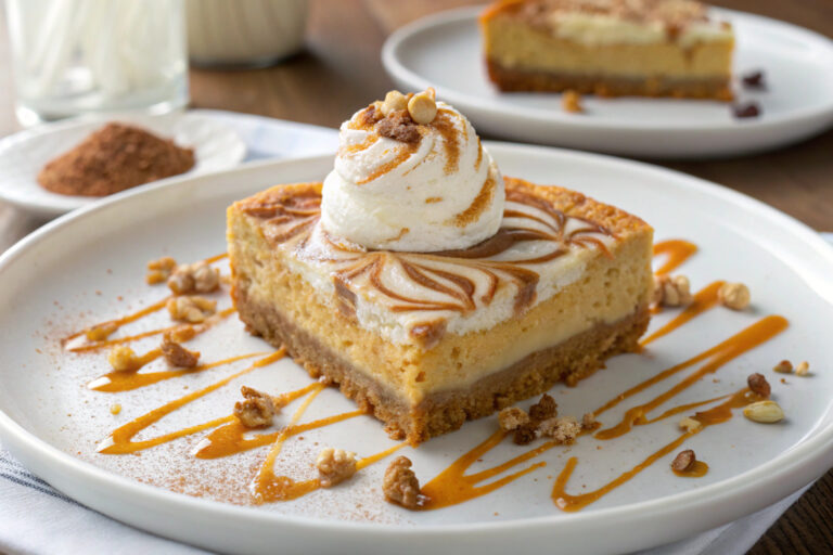 Pumpkin Cheesecake Swirl Cobbler featured dish plated