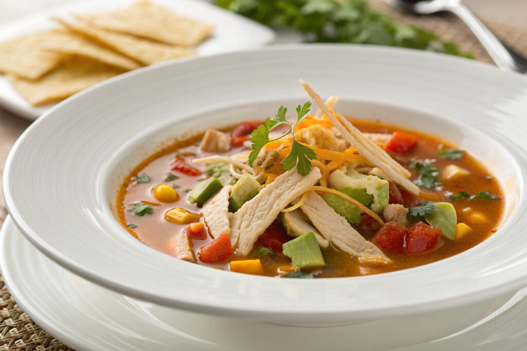 Chicken Tortilla Soup featured dish plated