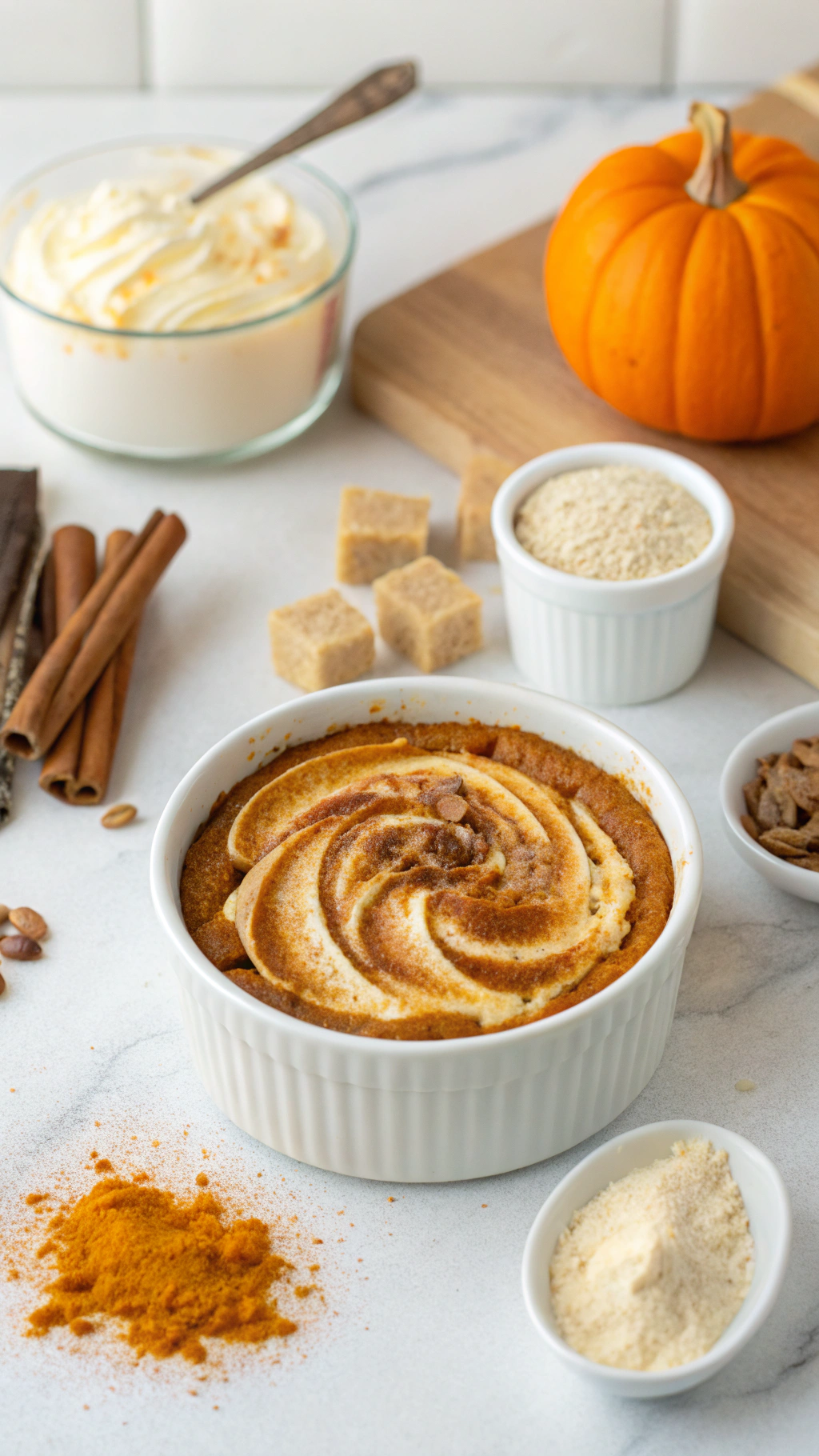 Pumpkin Cheesecake Swirl Cobbler ingredients preparation