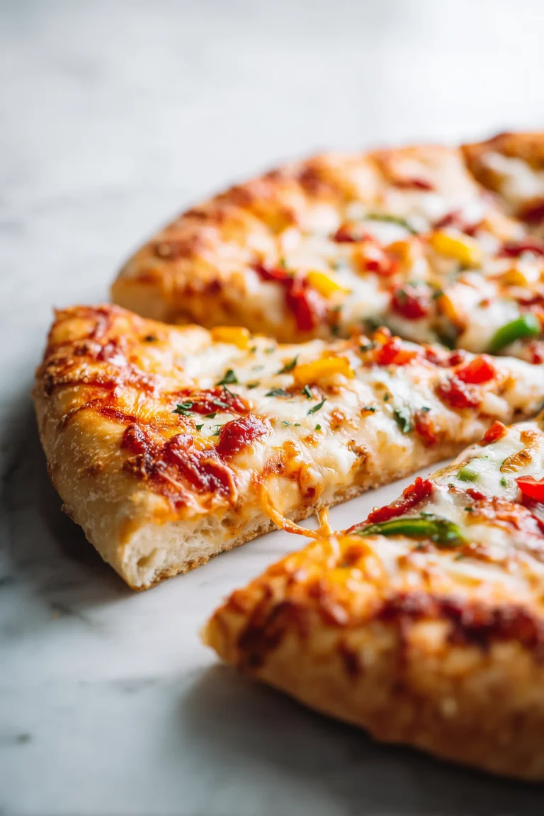 Chicken Crust Pizza on a golden, crispy crust with bubbling cheese and fresh toppings.