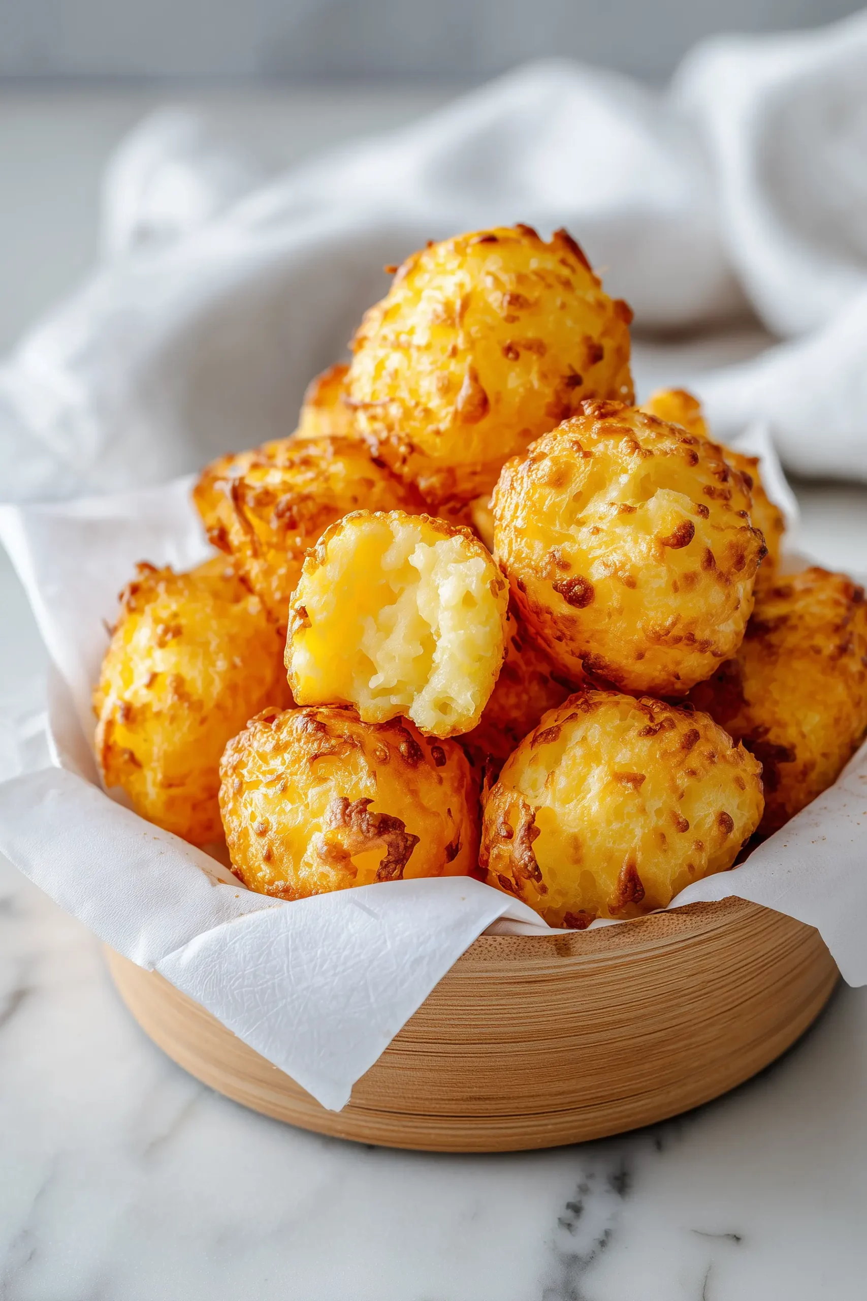 Mashed Potato Cheese Puffs (Crispy, Comforting & Easy Recipe) 5 Golden Mashed Potato Cheese Puffs baked until puffy and crisp, photographed overhead on white parchment for a warm, inviting look.