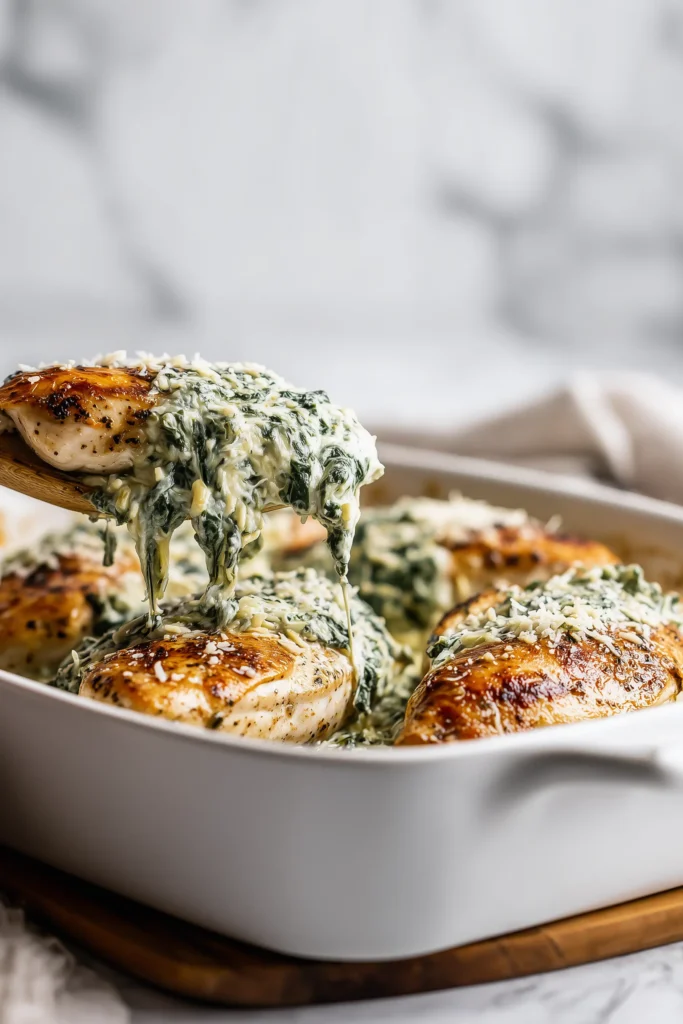 Spinach Artichoke Chicken with Cottage Cheese 3 spinach artichoke chicken step