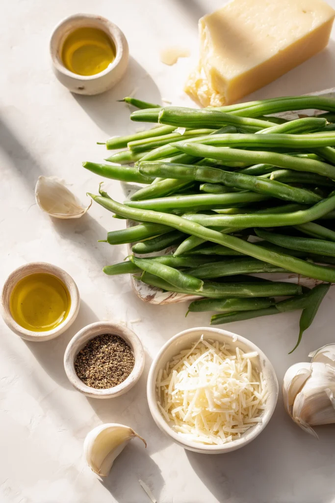Baked Garlic Parmesan Green Beans 2 baked garlic parmesan green beans ingredients