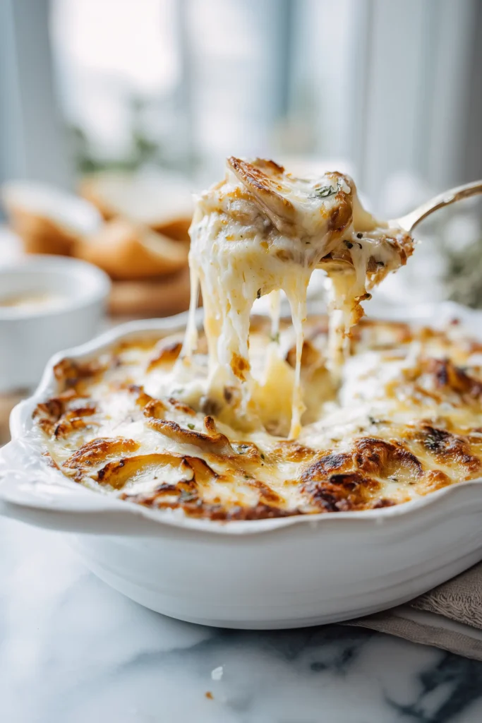 Irresistibly Cheesy Tennessee Onions Better than Onion Rings 1 Casserole dish filled with Irresistibly Cheesy Tennessee Onions Better than Onion Rings, bubbling with melted cheese and golden edges.