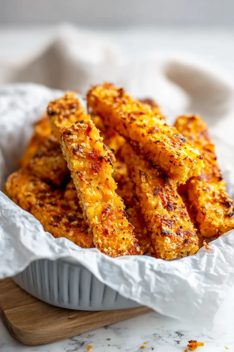 Golden Irresistible Cottage Cheese Cheese Sticks arranged on parchment with crispy, rustic edges visible.
