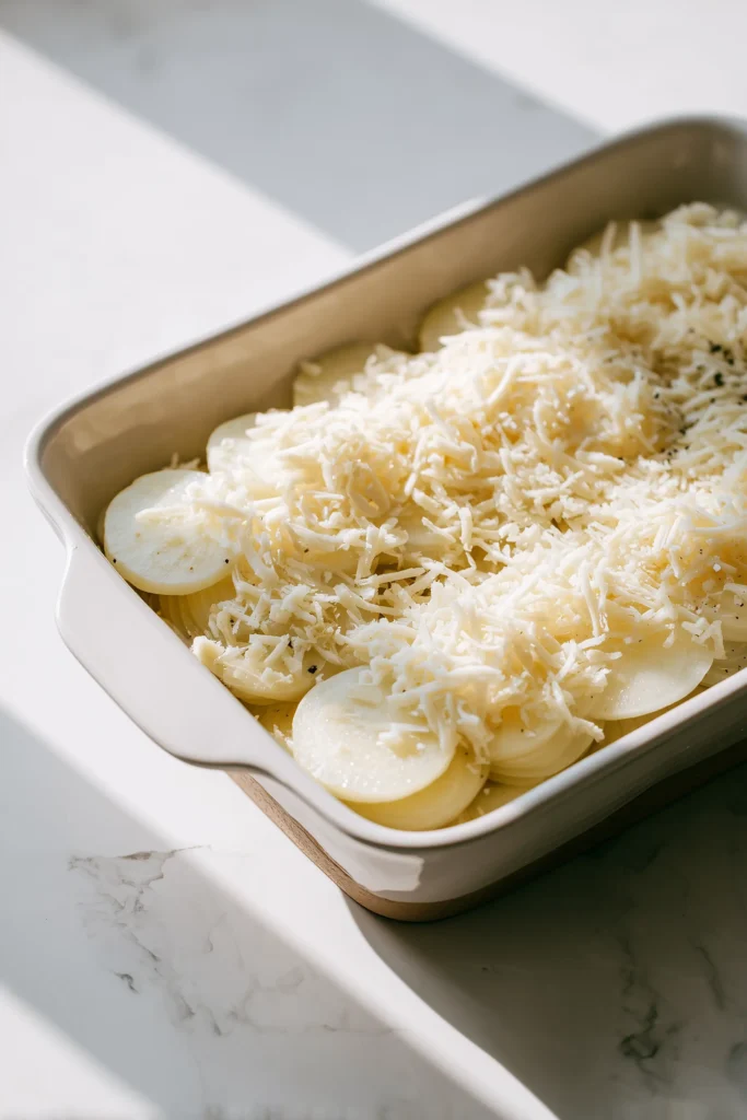 Tennessee Onions – A Southern Comfort Classic 3 Thickly sliced onions and shredded cheese layered in a baking dish for Tennessee Onions – A Southern Comfort Classic.