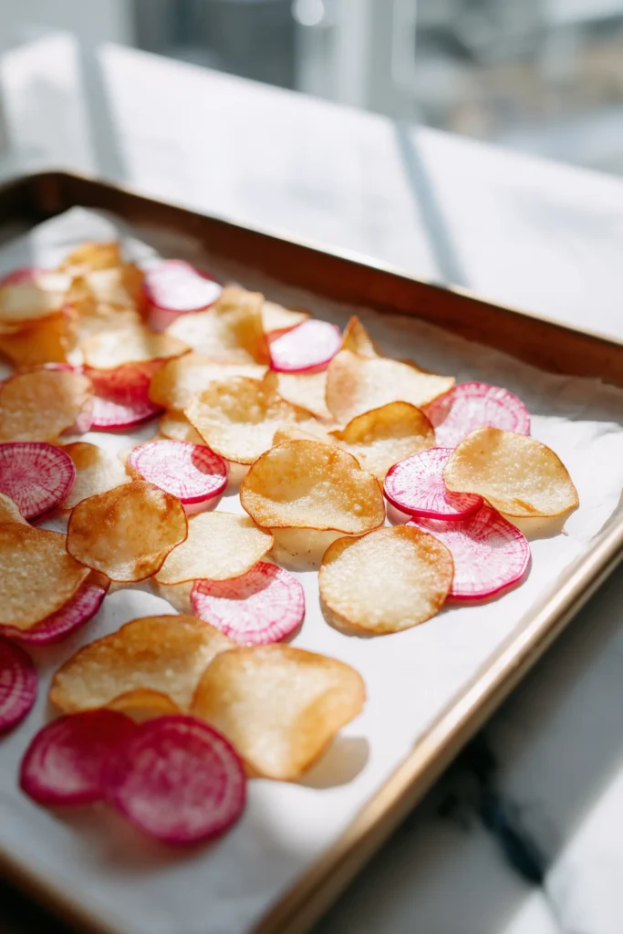 oven baked radish chips process
